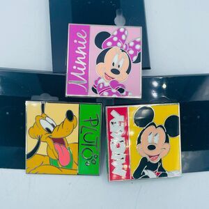 Authentic Disney Square 1.5" Pins Mickey & Minnie Mouse Pluto Collectible Pins